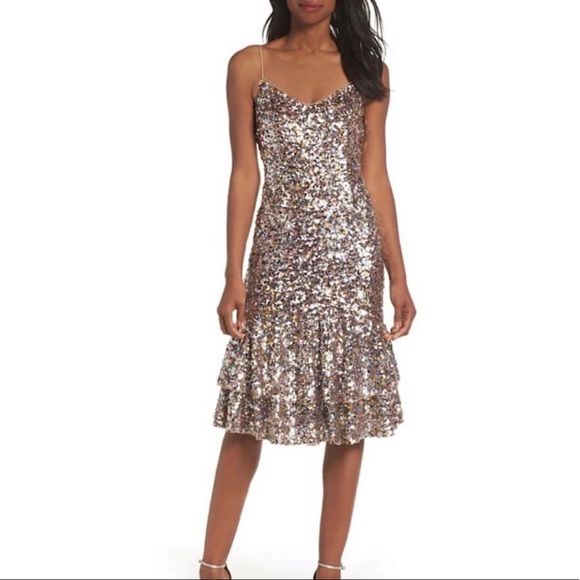 Adrianna Papell Dresses & Skirts - Adrianna Papell Embellished Sequin Ruffle Dress